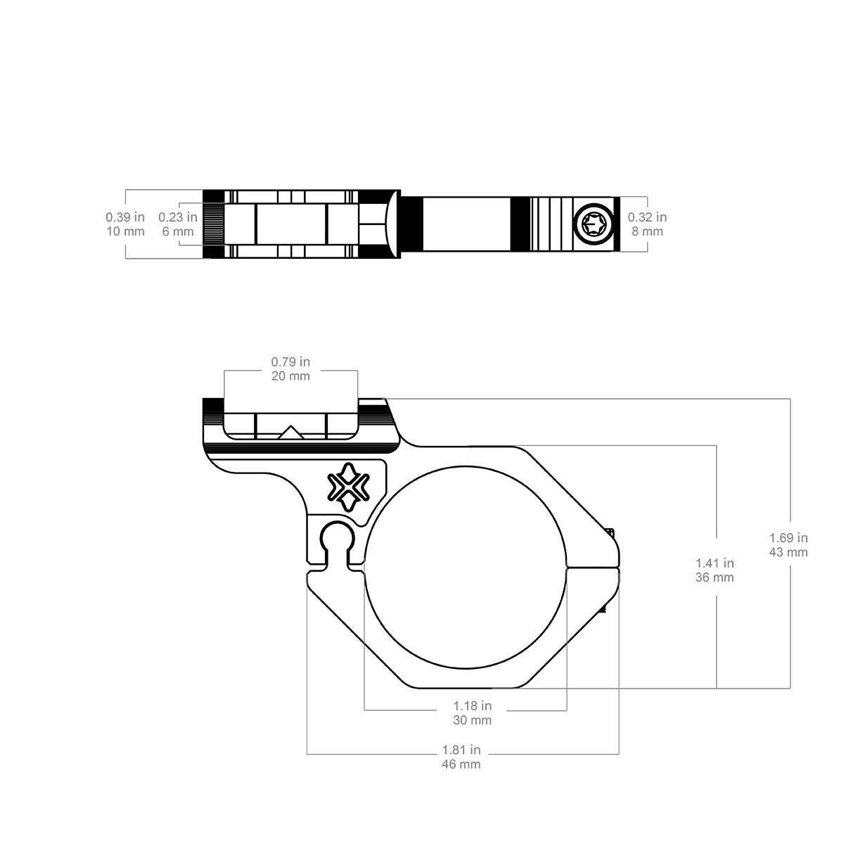 30 mm förskjutet bubbelvattenpass för kikarsikte