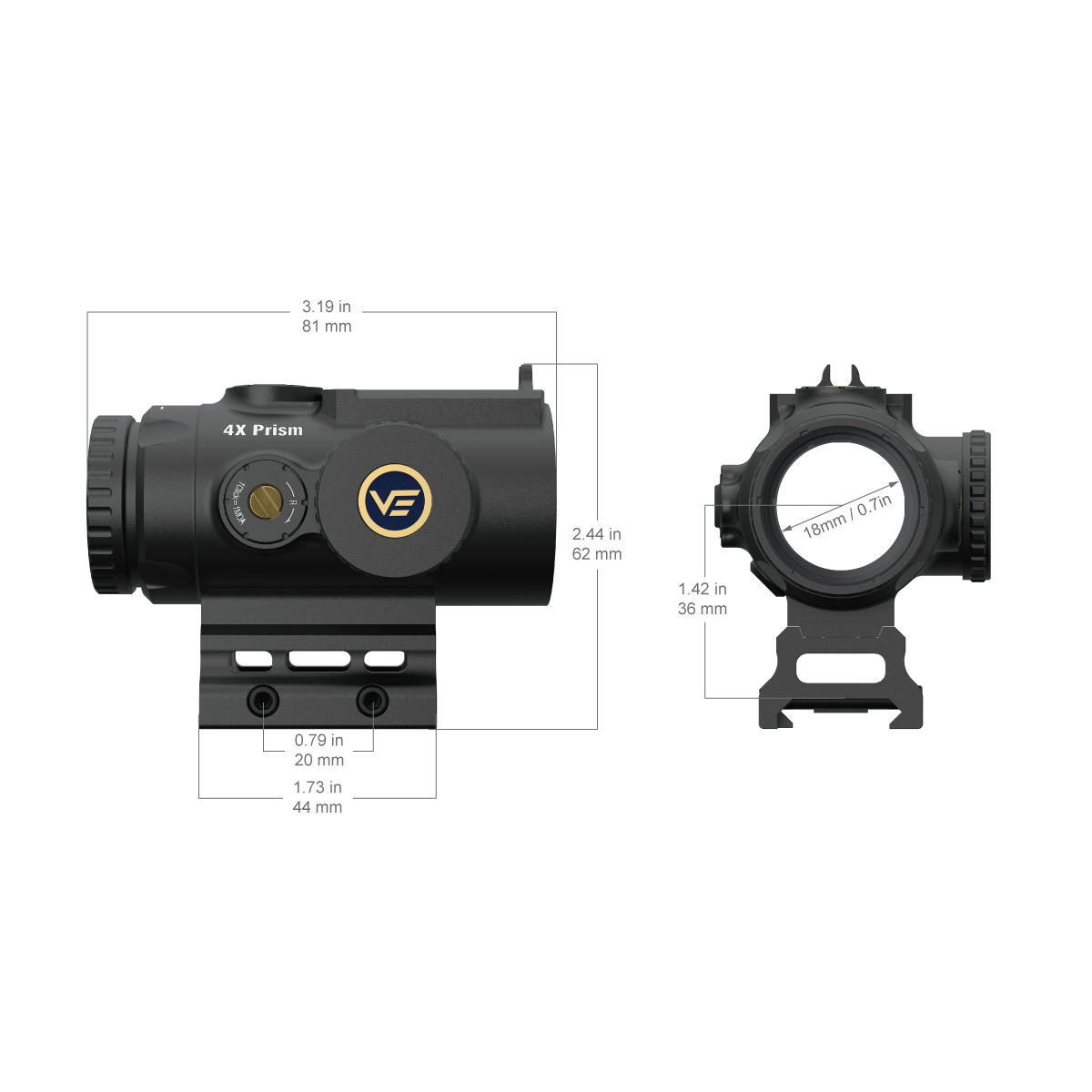 Vector Optics Paragon 4x24 ultra compact prismakikarsikte för gevär