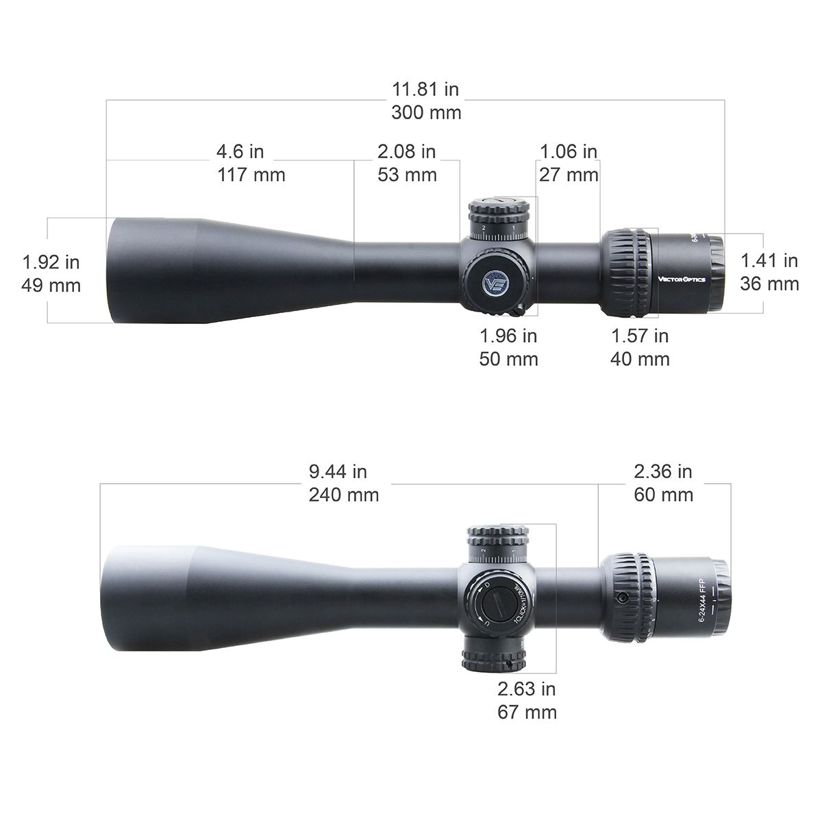 Vector Optics Veyron 6-24x44 FFP kikarsikte för gevär