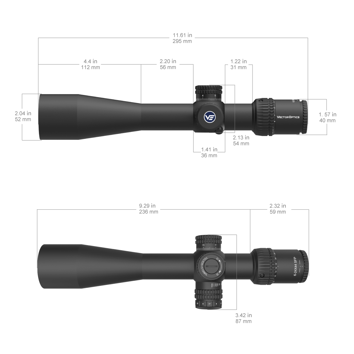 Vector Optics Veyron 6-24x44IR SFP kompakt kikarsikte för gevär