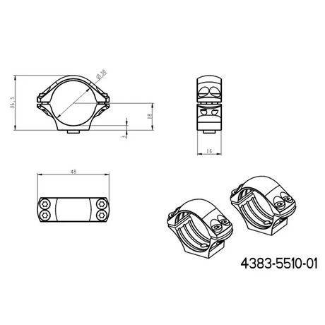30 mm kikarsiktesfäste | lång Picatinny QD taktisk bas