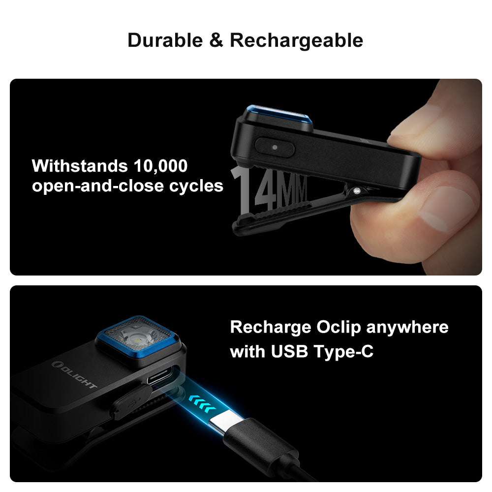 Olight Oclip | uppladdningsbar EDC clip light | 300 lm - Black