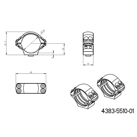 30mm kikarsiktesfäste | tvådelad Picatinny QD-bas 