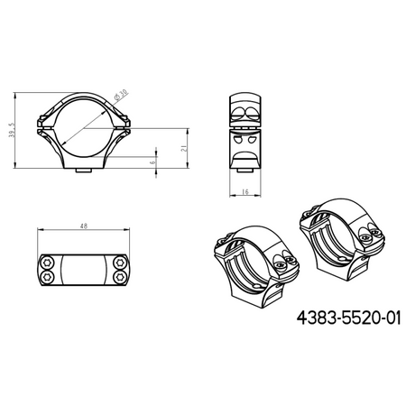 30mm kikarsiktesfäste | tvådelad Picatinny QD-bas 