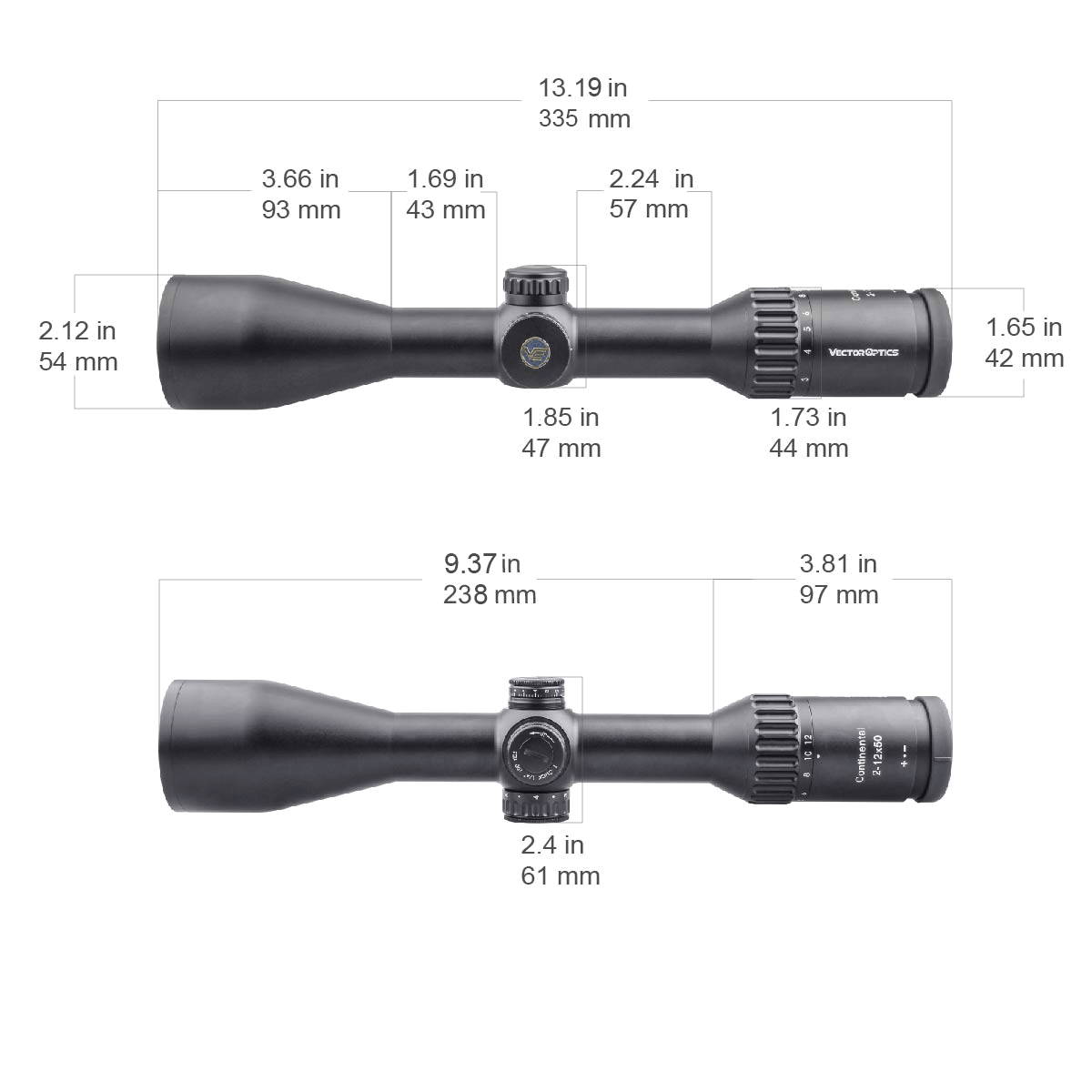 Vector Optics Kontinental 2-12x50 SFP kikarsikte 