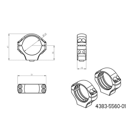 34mm kikarsiktesfäste | lång Picatinny QD Ergo-bas 