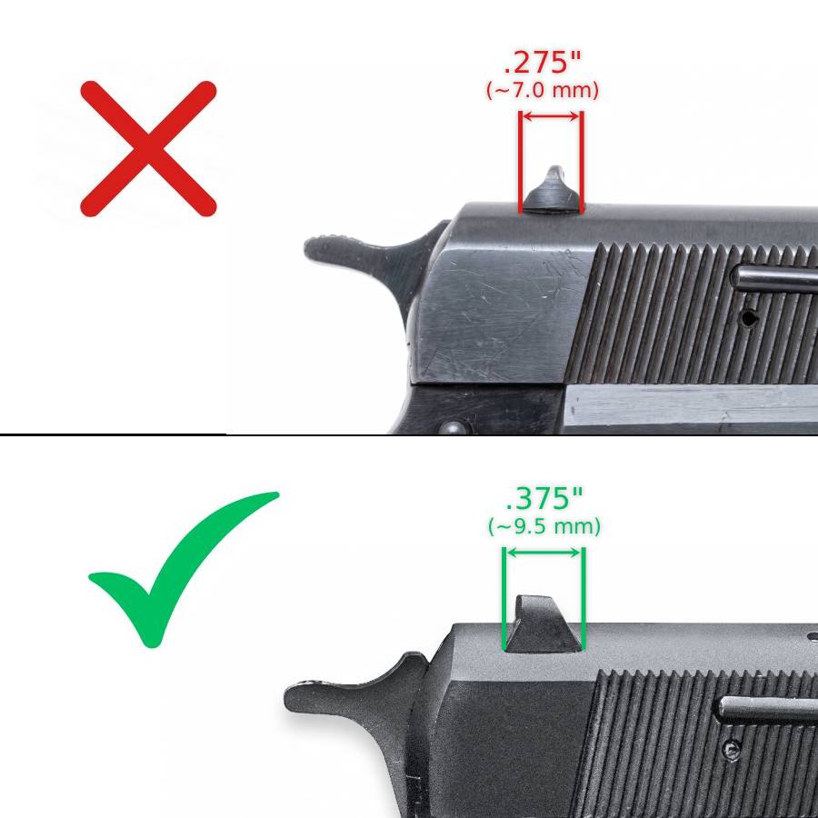 Browning Hi-Power [Vigilante Mark III Practical HP40] justerbara sikten | fiberoptik [front & rear]