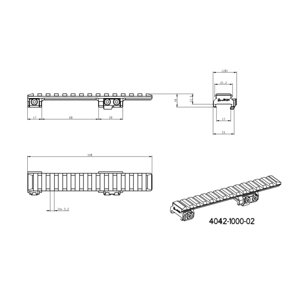 CZ 550 & CZ 557 Picatinny-skena | Kort