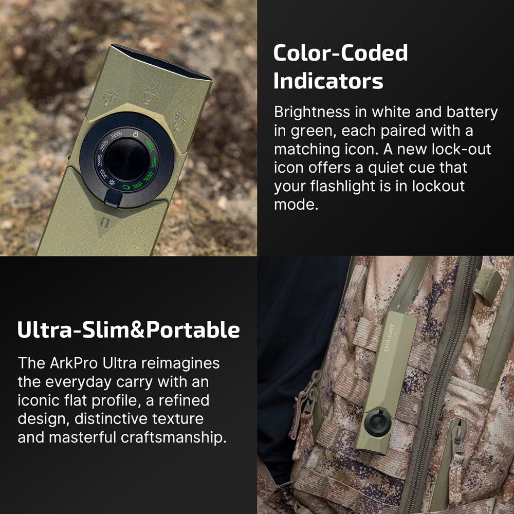 Olight ArkPro Ultra | platt 4-i-1 EDC ficklampa | 1.700 lm - Olive Green