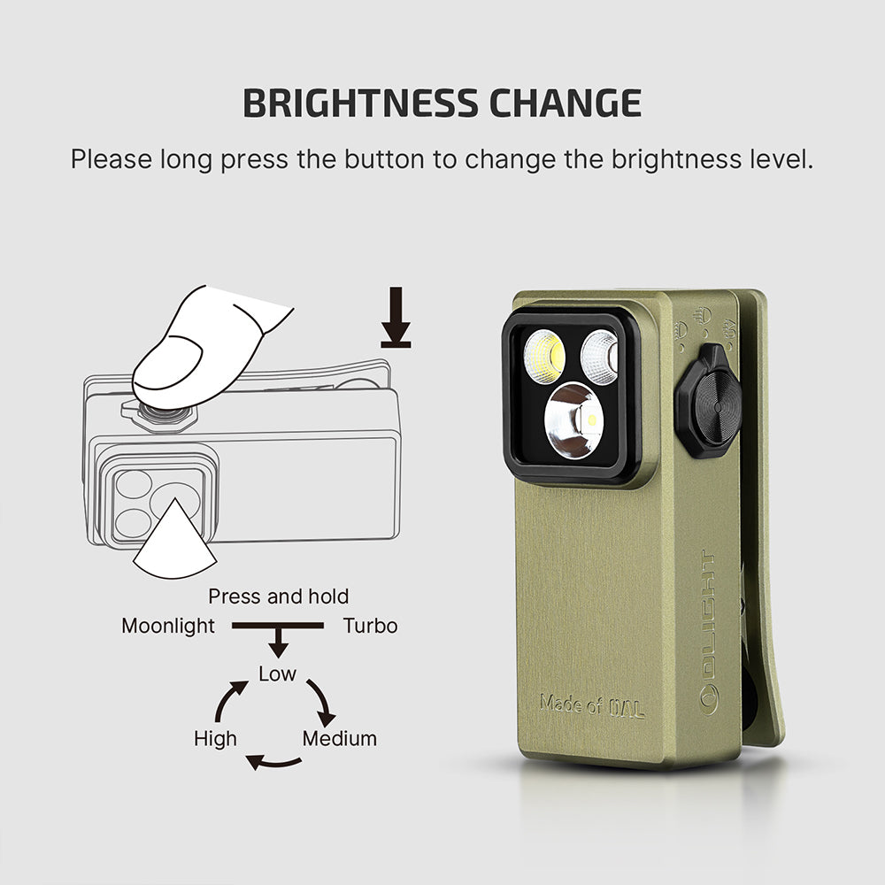 Olight Oclip Ultra | 3-i-1 clip-on EDC-ficklampa | 530 lm - Olive Green