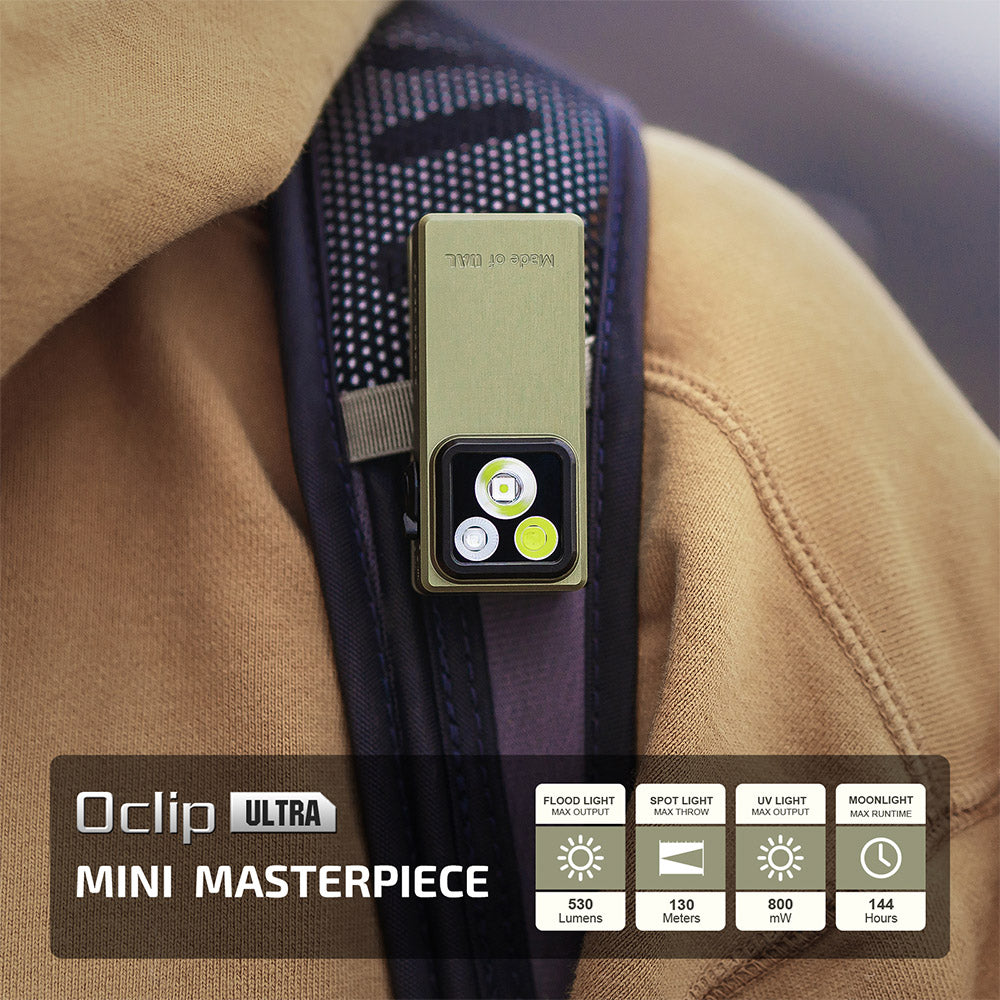 Olight Oclip Ultra | 3-i-1 clip-on EDC-ficklampa | 530 lm - Olive Green